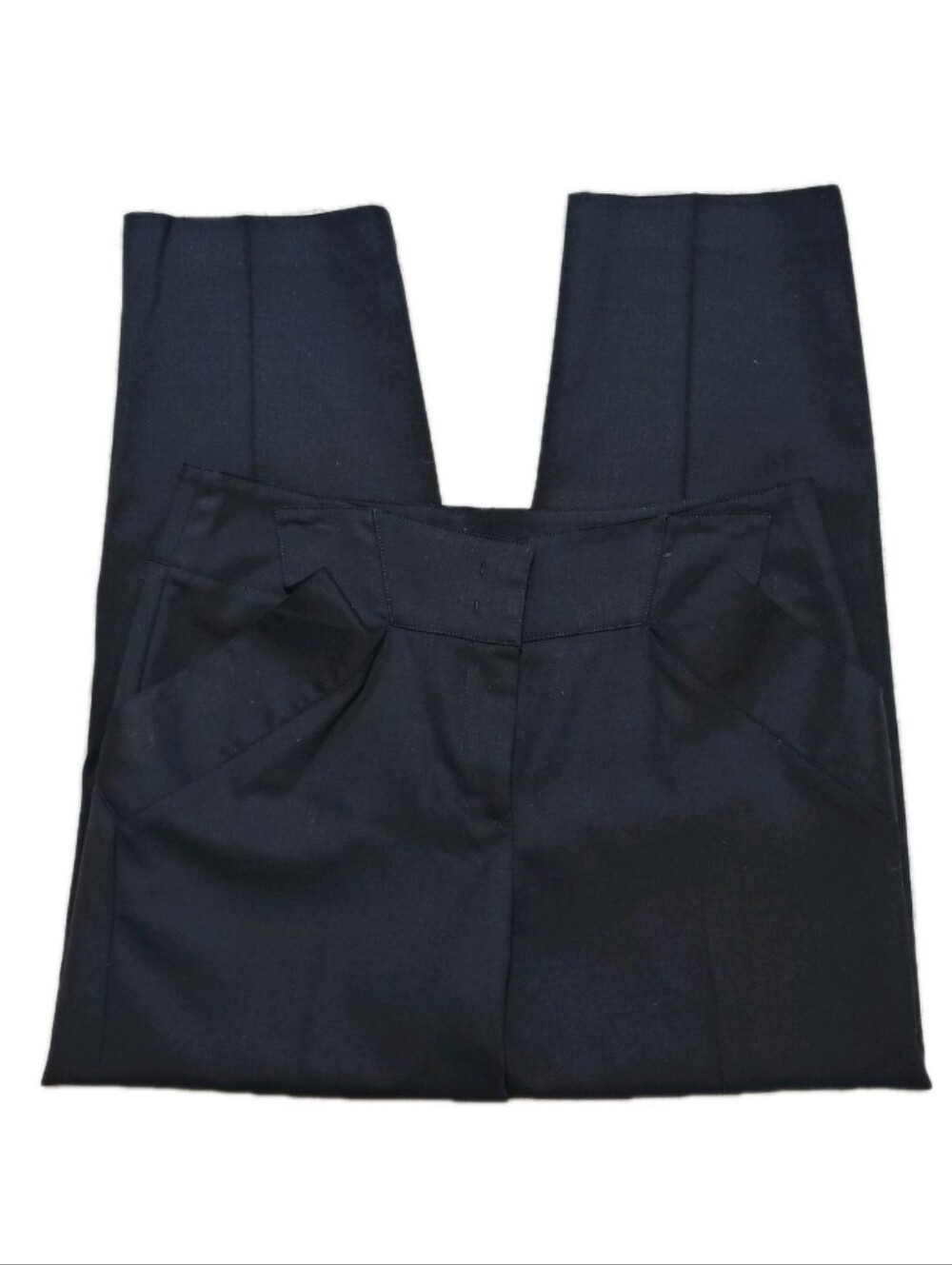 Derek Lam Italian Laine Wool Mohair Cropped Tailored Tapered Black Pants Women 4